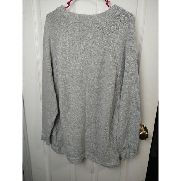 RD Style Woman's 2X Sweater Grey Heathered Tunic Side Laceup Round Hem - Picture 8 of 10